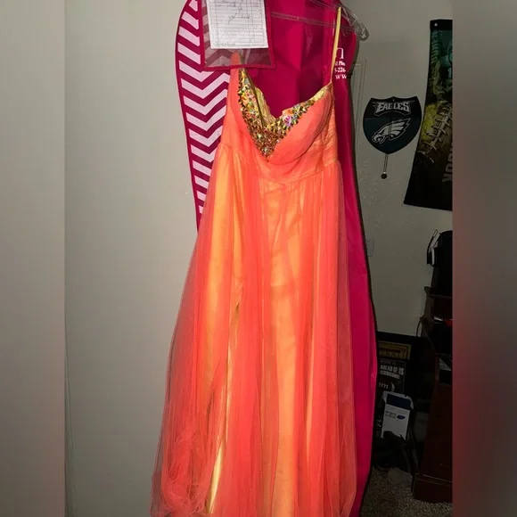 Dresses | Coral Prom Dress With Slit | Poshmark Dresses | Coral Prom Dress With Slit | Poshmark